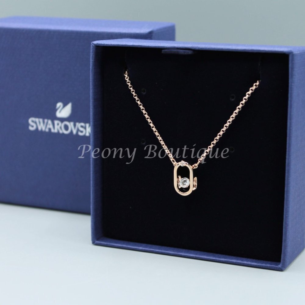 Swarovski 5468084 Sparkling Dance necklace jewelry fashion rose gold tone dainty